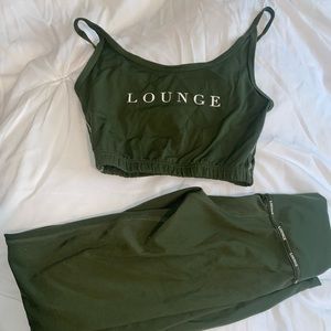 LOUNGEUNDERWEAR OLIVE GREEN LEGGING SET